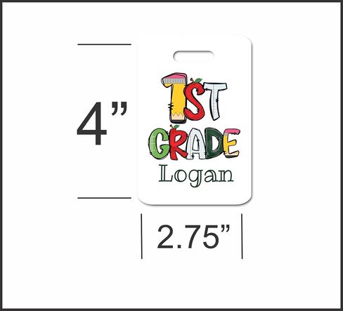 علامة اسم حقيبة الظهر المخصصة ل Kid - هدية اليوم الأول لـ Boy Girl - Bookbag Level Level Badge - Stocking Stocker (الصف الأول) in Kuwait