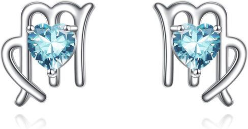 Zodiac Sign Earring with Birthstone 12 Constellation Stud Earrings Sterling Silver Zodiac Sign Stud Earrings Gifts for Women Girls in Kuwait