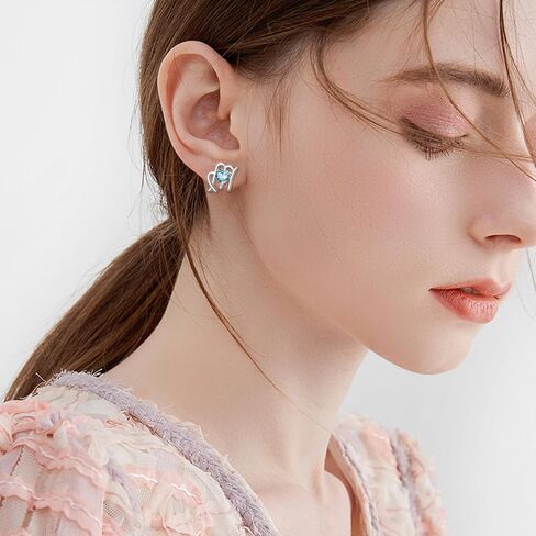 Zodiac Sign Earring with Birthstone 12 Constellation Stud Earrings Sterling Silver Zodiac Sign Stud Earrings Gifts for Women Girls in Kuwait