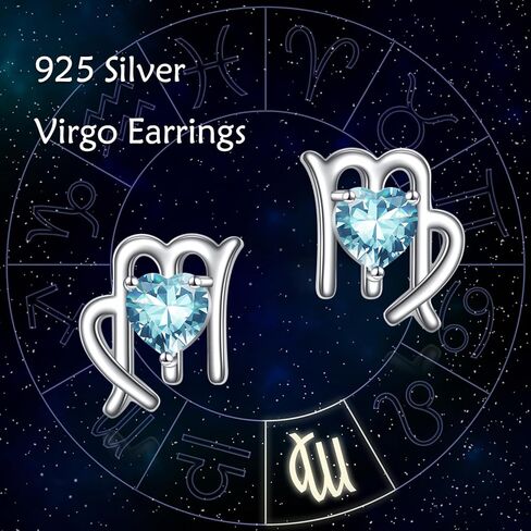 Zodiac Sign Earring with Birthstone 12 Constellation Stud Earrings Sterling Silver Zodiac Sign Stud Earrings Gifts for Women Girls in Kuwait