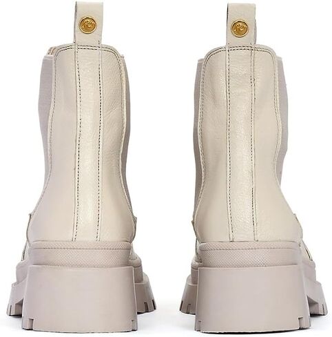 Sábates Barcelona leather boots with laces and low platform for women. Available in Beige and Black (8, Beige) in Saudi Arabia