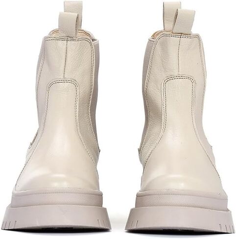 Sábates Barcelona leather boots with laces and low platform for women. Available in Beige and Black (8, Beige) in Saudi Arabia