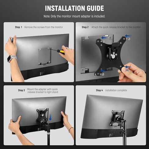 NEEWER VESA Monitor Mount Adapter with Arca Type Quick Release, 360° Rotatable Ball Head, M4 Screw & 5/8" Receiver Light Stand Adapter for TV Screen, Field Monitor, C Stand, Max Load: 44lb/20kg, MA016 in Saudi Arabia