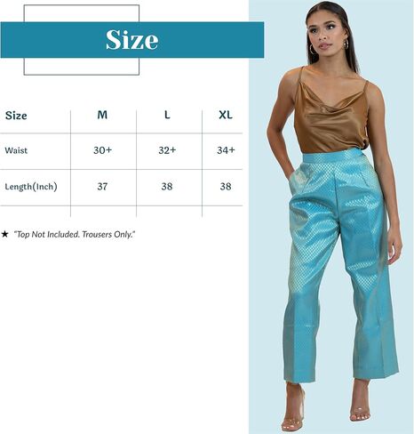 سروال ديسكو مدبب أزرق مع جيب جانبي وسحاب مخفي - بنطلون مطوي كوكتيل أو ساتان ساتان غير رسمي للراحة والراحة ذات المظهر الفاخر - عالي الخصر للنساء in Kuwait