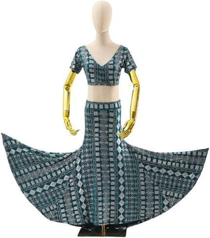 Muslim women's festival fashion dance dress ballet performance dress (Black silver) in Saudi Arabia