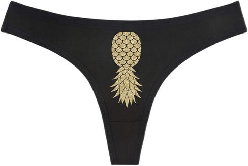 UPSIDE DOWN PINEAPPLE Swingers Black Thong - Choose Your Glitter Image Color - HotWife MFM Threesome (L, Gold Glitter) in Saudi Arabia