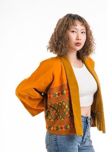 Mustard Friday by Iyana Ki ~ Cardigan w/Silk Embroidery in Saudi Arabia