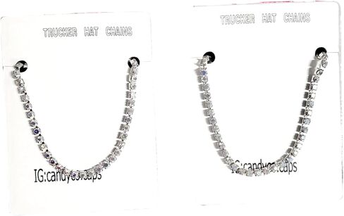 Trucker Hat Chain hat bar hat bar party supplies gold chain 4th july christmas rhinestone wedding bride (Black Chain) in Saudi Arabia