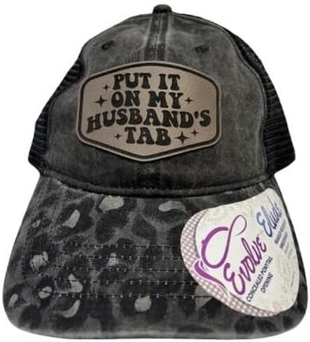 Funny Put It On My Husbands Tab Pony Tail Hat, Adjustable Lepoard Women - Put It On My, Cowboy, Girl Dad, Womens Hat in Saudi Arabia