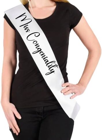 Miss Congeniality Sash for Women – Customizable Satin Sash (White) in Saudi Arabia