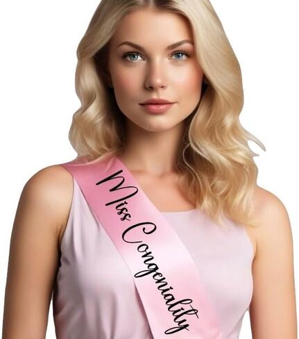 Miss Congeniality Sash for Women – Customizable Satin Sash (White) in Saudi Arabia