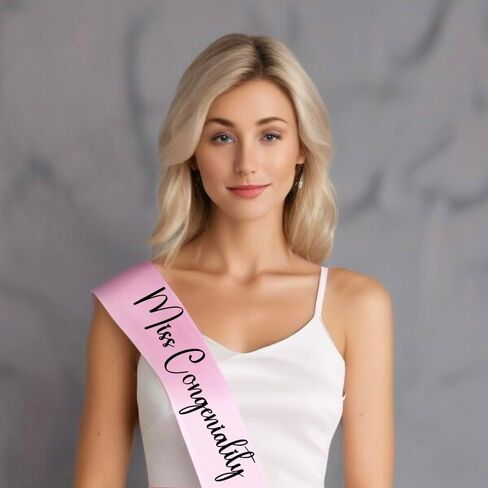 Miss Congeniality Sash for Women – Customizable Satin Sash (White) in Saudi Arabia