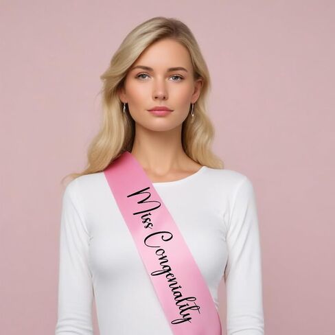 Miss Congeniality Sash for Women – Customizable Satin Sash (White) in Saudi Arabia