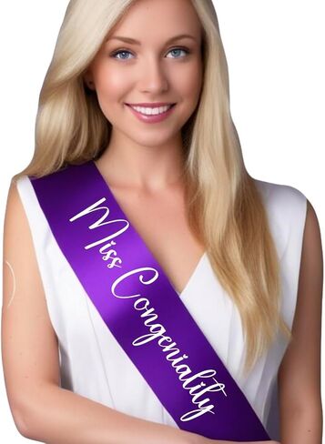 Miss Congeniality Sash for Women – Customizable Satin Sash (White) in Saudi Arabia