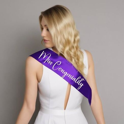 Miss Congeniality Sash for Women – Customizable Satin Sash (White) in Saudi Arabia