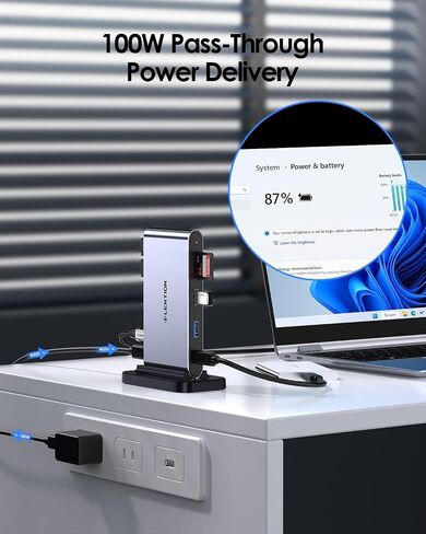 LENTION USB C Hub, Dual HDMI 4K@60Hz for MacBook, 7-in-1 USB C Docking Station, PD 100W, 5Gbps Data Transfer, SD Card Reader, Dual Monitor Adapter for M1/M2/M3 macOS Systems, Windows (CE45) in Saudi Arabia