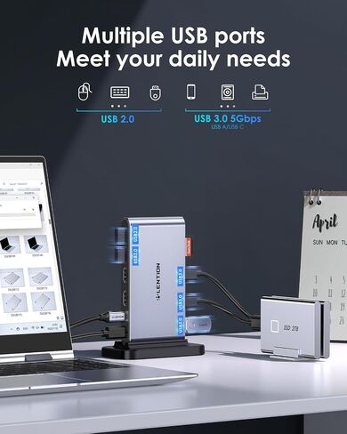 LENTION USB C Hub, Dual HDMI 4K@60Hz for MacBook, 7-in-1 USB C Docking Station, PD 100W, 5Gbps Data Transfer, SD Card Reader, Dual Monitor Adapter for M1/M2/M3 macOS Systems, Windows (CE45) in Saudi Arabia