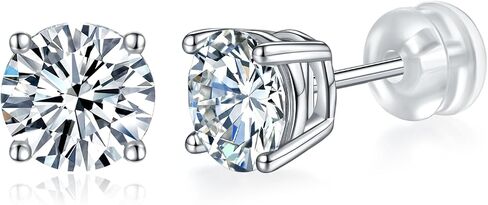 Moissanite Earrings for Women Men 18K White Gold Plated Round Cut Lab Created Diamond Halo Stud Earrings in Saudi Arabia