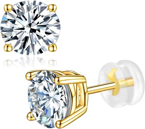 Moissanite Earrings for Women Men 18K White Gold Plated Round Cut Lab Created Diamond Halo Stud Earrings in Saudi Arabia