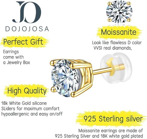 Moissanite Earrings for Women Men 18K White Gold Plated Round Cut Lab Created Diamond Halo Stud Earrings in Saudi Arabia