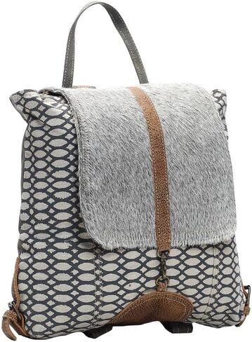 Premium Hair-on Leather Knit Rug Canvas Backpack | Real Leather Handmade Backpack | Women Outdoors Rustic Country | RMBB17 in Saudi Arabia