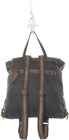 Premium Hair-on Leather Knit Rug Canvas Backpack | Real Leather Handmade Backpack | Women Outdoors Rustic Country | RMBB17 in Saudi Arabia