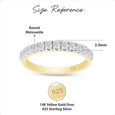 SAVEARTH DIAMONDS 0.4CTTW G-H 2.26 مم عرض مويسانيتي مختبر خلق الماس نصف الخلود خاتم الزواج من الفضة الاسترليني للنساء in Saudi Arabia