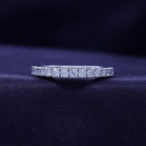 SAVEARTH DIAMONDS 0.4CTTW G-H 2.26 مم عرض مويسانيتي مختبر خلق الماس نصف الخلود خاتم الزواج من الفضة الاسترليني للنساء in Saudi Arabia