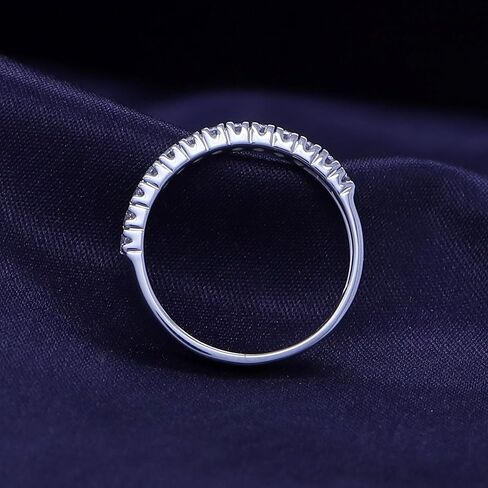 SAVEARTH DIAMONDS 0.4CTTW G-H 2.26 مم عرض مويسانيتي مختبر خلق الماس نصف الخلود خاتم الزواج من الفضة الاسترليني للنساء in Saudi Arabia