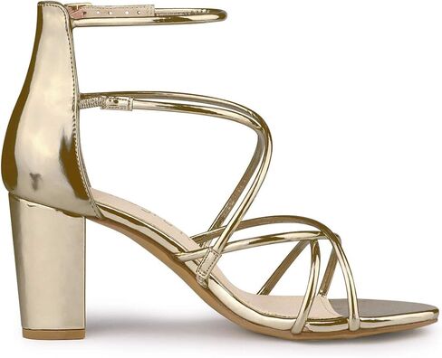Allegra K Women's Strappy Crisscross Strap Opened Toe Block Heels Sandals in Kuwait