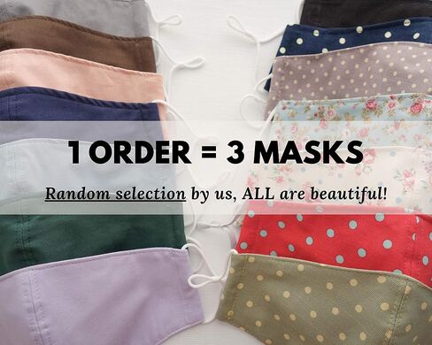 Three Pack of Reusable Face Masks - Super Soft Face Mask Made with Breathable Cotton, Adjustable Mask, Washable Cloth Mask - Adult Face Masks For Women and Men - Fabric Mask, 100% Cotton Mask in Saudi Arabia
