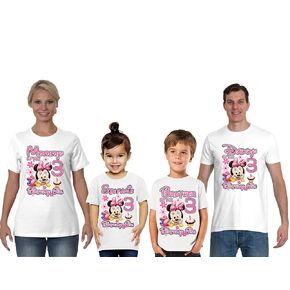 Personalized Baby Birthday Shirt, Add Any Name and Age, Custom Shirts for a Minnie Birthday Party, Family Matching Shirts.