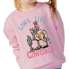 Toddler Cowgirl Sweatshirt - Custom Western Horse Design, Cute & Cozy Holiday Gift, Trendy Farm-Inspired Outfit