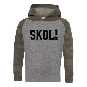 Youth Toddler SKOL Hoodie Vikings Shirt Minnesota Sweatshirt Kid Child Gift Ultra Soft Grey Camo Hooded (2T)