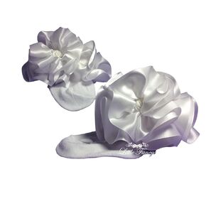 Baby Cotton Ruffle Socks with Roses, Newborn Ankle Socks for Girls, Wedding accessories, (0-6 Months)