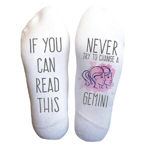 Funky Fun Socks With Sayings: Handcrafted Novelty Delights for All Ages, For Sizes 6-14, Exceptional Comfort & Durability, If You Can Read This Collection- Never try to change a Gemini
