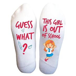 Funky Fun Socks With Sayings: Handcrafted Novelty Delights for All Ages, Versatile Sizing for Sizes 6-14, Exceptional Comfort & Durability, School's Out Themed Collection