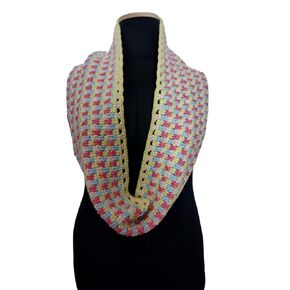 Multi Colored Infinity Scarf - Winter Warm Wrap Scarves - Crochet Butterfly Scarf