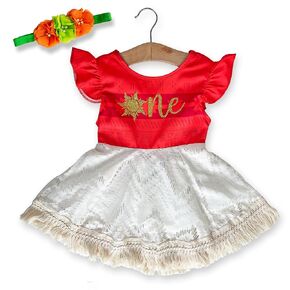 Moana birthday outfit with custom personalized name or age (dress/clip, 2-3 years)