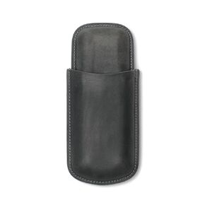 Handmade Genuine Leather Cigar Case - Customizable, 2-Finger Design, Adjustable Elegance for Cigar Connoisseurs, Black