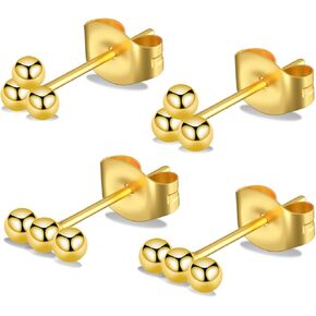 Hujiling G23 Titanium Studs Earrings, Hypoallergenic Earrings, Pure Titanium Tiny Trinity Ball Stud Earrings, Minimalist, Implant Grade Delicate Jewelry for With Sensitive Ears in Kuwait