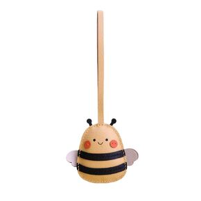 Leather Bee Charm for Handbags, Purses, Totes, Keychains and Cars Handmade with Alran Sully Goatskin (Leather strap)