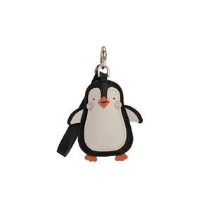 Leather Penguin Charm for Handbags, Purses, Totes, Keychains and Cars Handmade with Alran Sully Goatskin (Metal-clasp strap) (Metal-clasp strap)