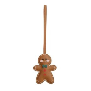 Leather Gingerbread Man Charm for Handbags, Purses, Totes, Keychains and Cars Handmade with Alran Sully Goatskin (Leather strap)