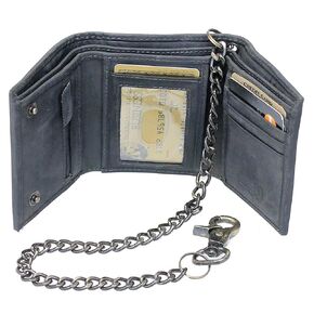 Vintage Black RFID Trifold Chain Wallet #WC513210KID
