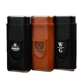Jectist Custom Leather Cigar Case with Cigar Cutter,Premium Custom Travel Cigar Humidor, Personalized Cigar Holder,Groomsmen Cigar Gift (Black（White Font 2）)