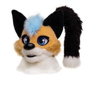 Beige fox fursuit head and tail handmade Oneandonlycostumes