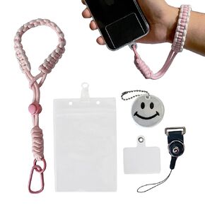 Universal Cell Phone Lanyard Handmade Keychain Wristlet, Adjustable Anti Theft Mobile Phone Wrist Strap, Cute Wrist Lanyard For Keys Keychain Lanyard Wallet Id Holder Travel Essential (Black)