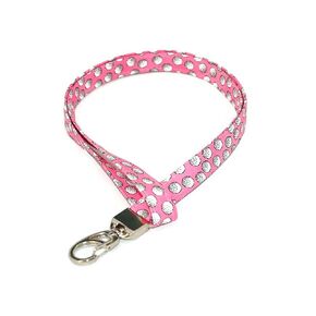Golf Ball Pattern Lanyard, Pink and White, Metal Clip and Optional Breakaway