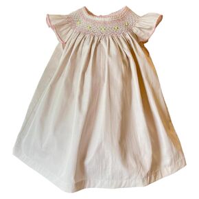 Beige Flutter Sleeve Smocked Dress (6-12 months)